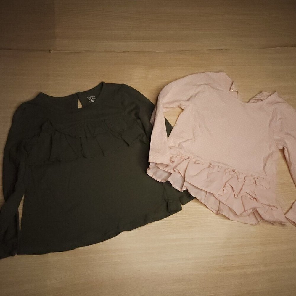 Toddler Girls Unbranded Pink Green Long Sleeve Tunic Bundle 4T